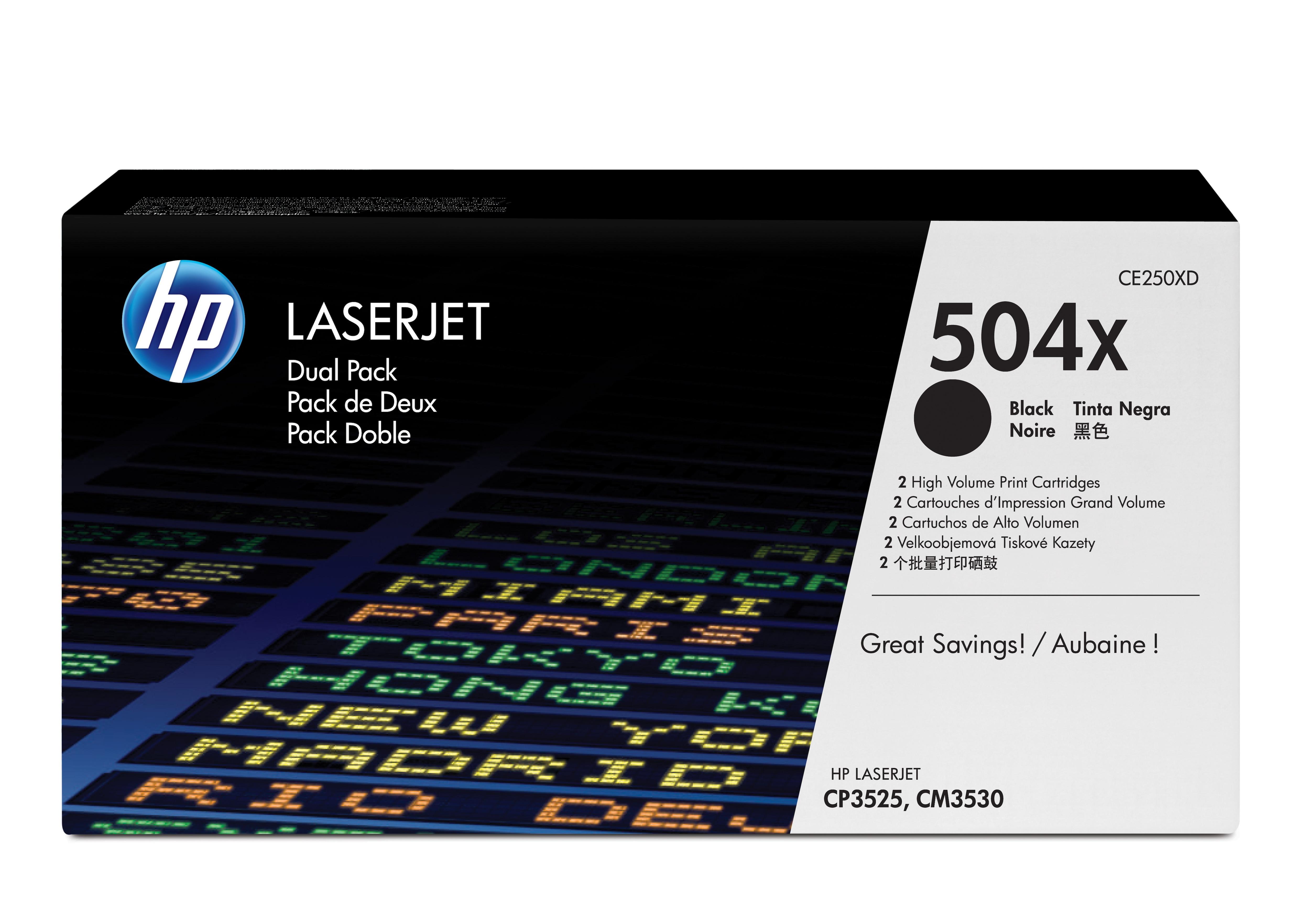 HP Confezione da 2 cartucce originali di Toner nero ad alta capacità LaserJet 504X