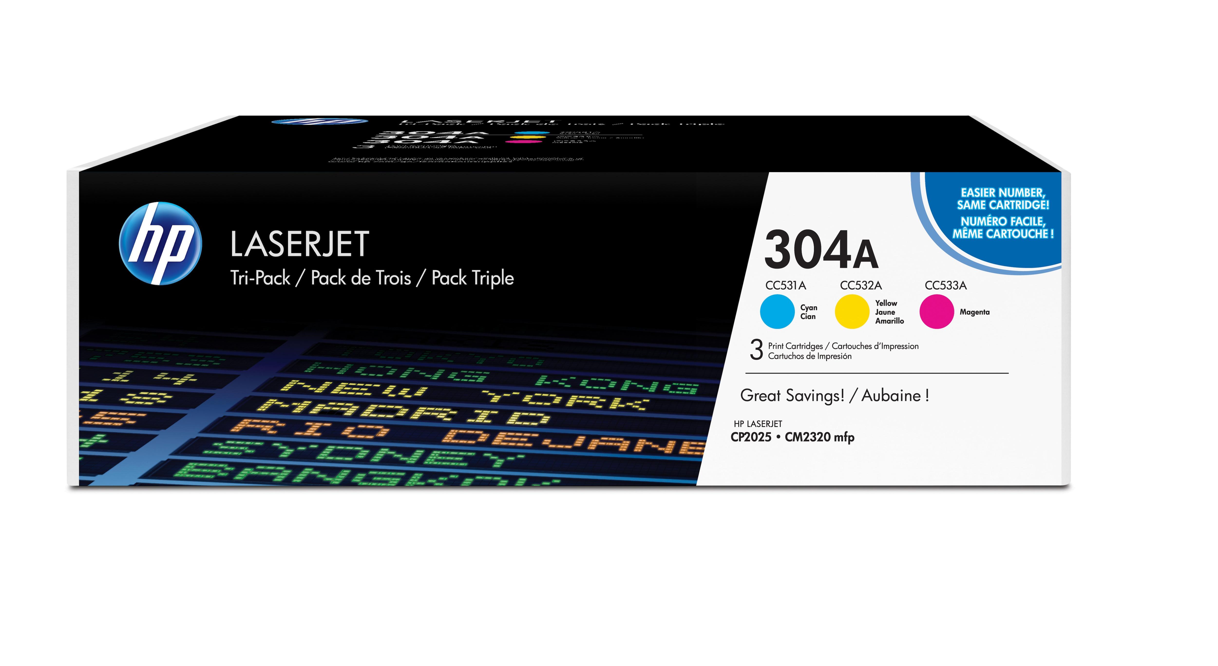 CF372AM HP 304A CYM TRI-PACK TONER