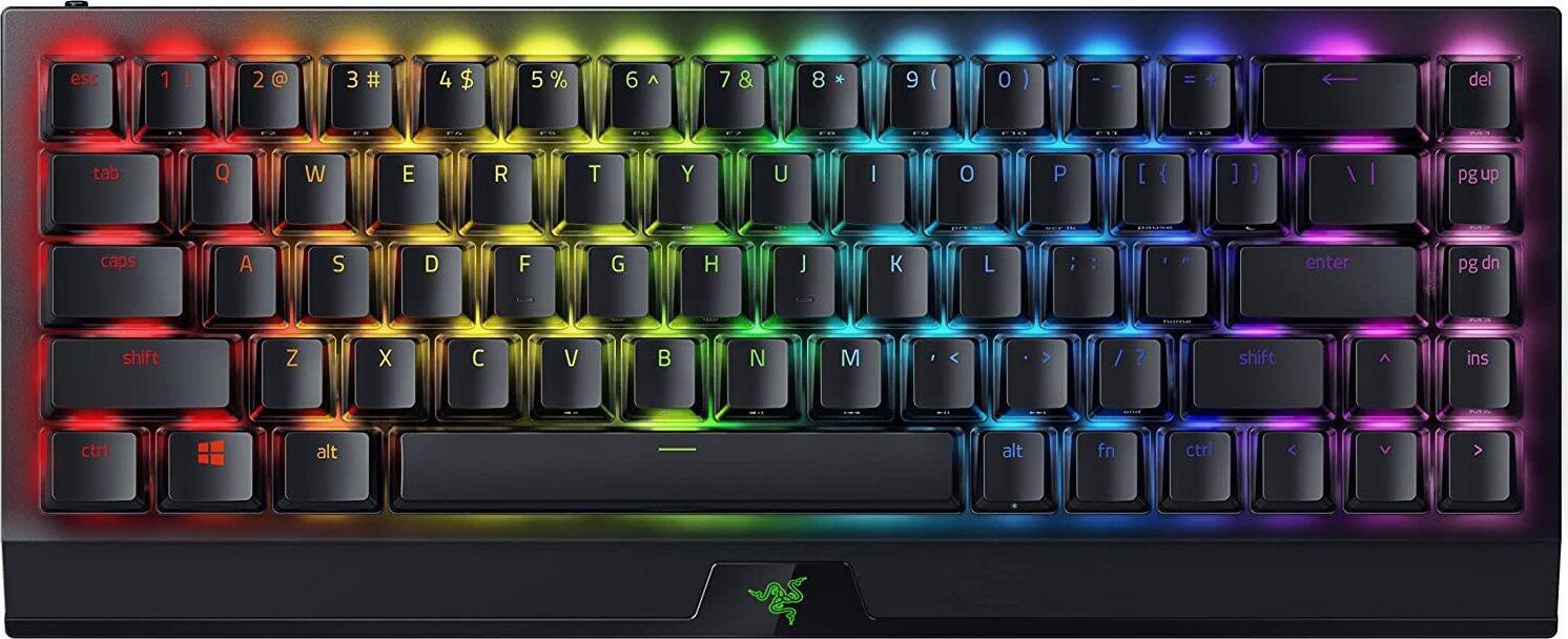 Tastiera Razer Blackwidow V3 Mini Hyperspeed Phantom Edition (interruttore giallo, Bluetooth, 2,4 GHz, USB, Layout USA, RGB)