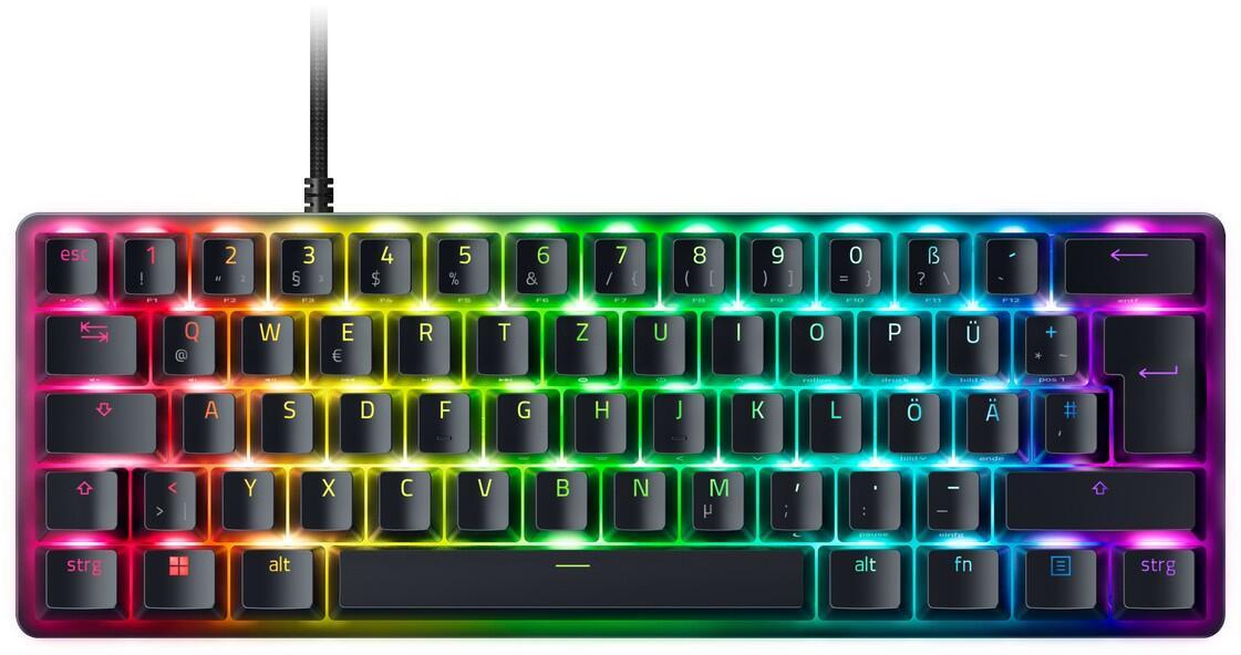 Mini tastiera Razer Huntsman (interruttori ottici analogici, cablato, USB, layout tedesco, RGB)