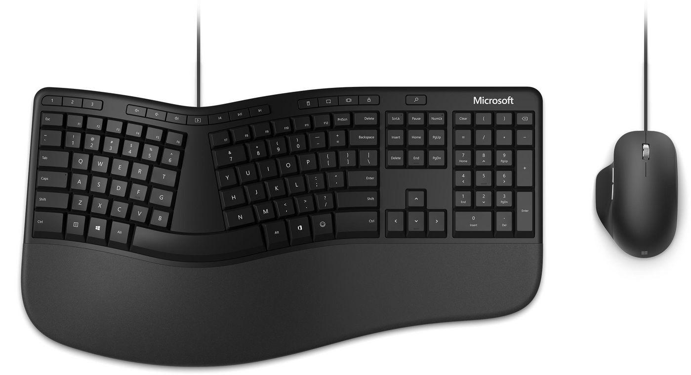 Tastiera ergonomica desktop Microsoft Mouse incluso USB QWERTZ Tedesco Nero