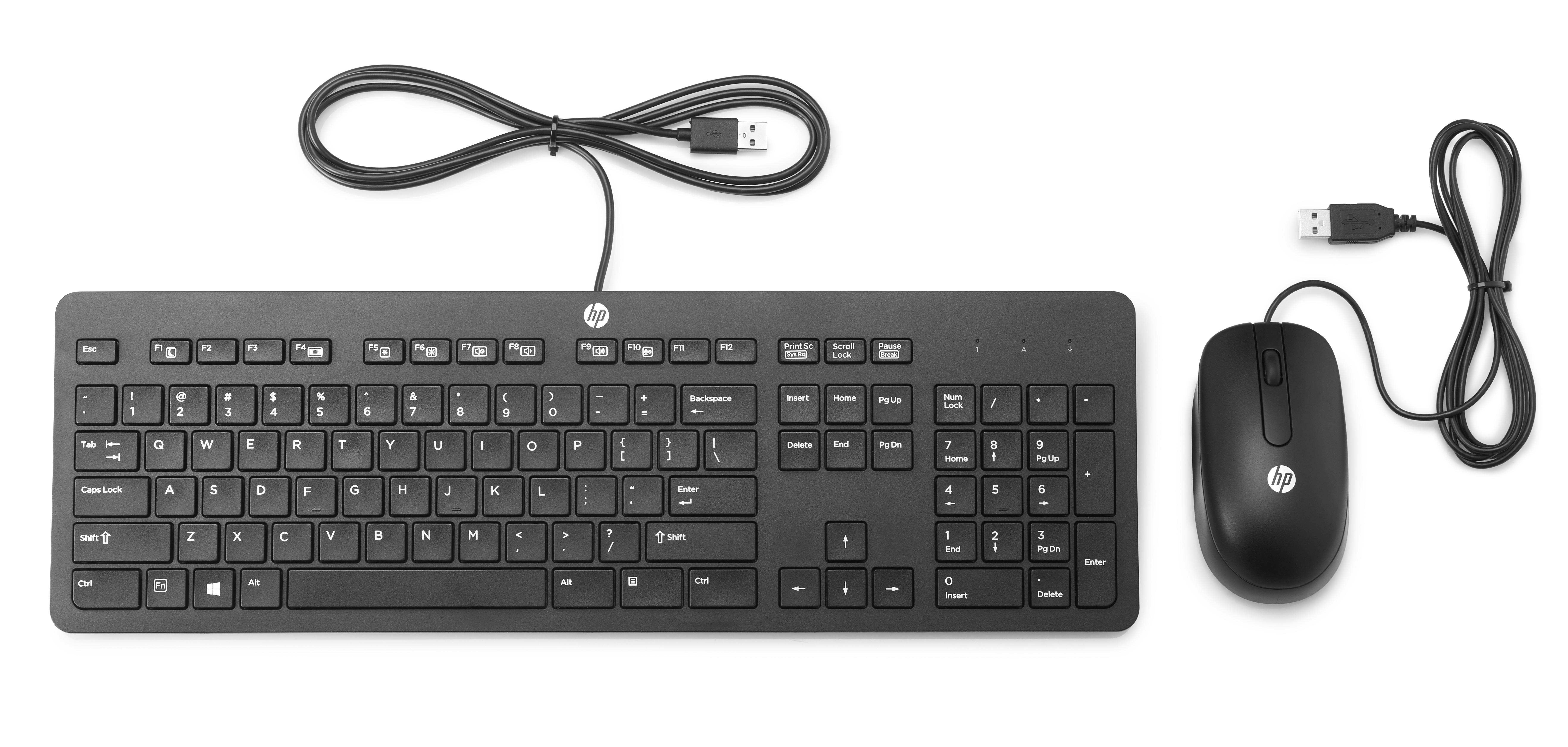 HP Slim USB Keyboard & Mouse tastiera Mouse incluso QWERTY Inglese Nero