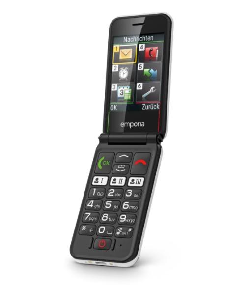 Emporia SIMPLICITYglam 7,11 cm (2.8") 102 g Nero, Bianco Telefono per anziani