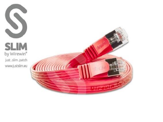 SLIM by Wirewin CAT6 SLIMpatchcord STP (PIMF) twisted pair 1.0m red Cable incl. latch protector AWG36