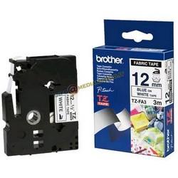 CASSETTA NASTRO ORIGINALE BROTHER TZ-FA3 12mm - 3 metri - BLU SU BIANCO TESSUTO