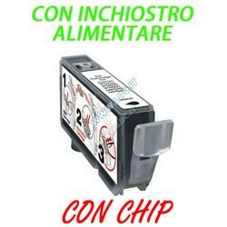 CLI-521Bk CON CHIP CARTUCCIA CON INCHIOSTRO ALIMENTARE COMPATIBILE CANON CLI-521Bk PHOTO NERO