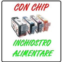 KIT 4 CARTUCCE CON CHIP - INCHIOSTRO ALIMENTARE PER STAMPANTE CANON IX4000 IP3500 MP510