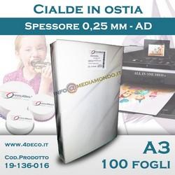 AD - A3 - CIALDA PER TORTE O TORRONE / OSTIE EDIBILI - 100 Fogli - FORMATO 29,7cm X 42cm