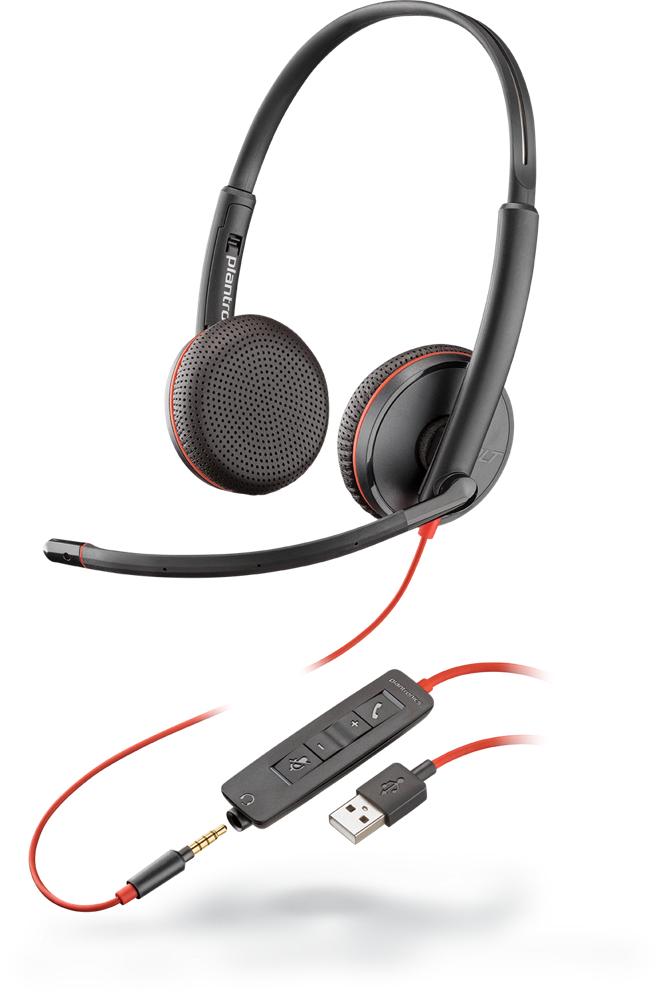 POLY Blackwire C3225 Auricolare Cablato A Padiglione Ufficio USB tipo A Nero (Poly Blackwire C3225 Stereo)