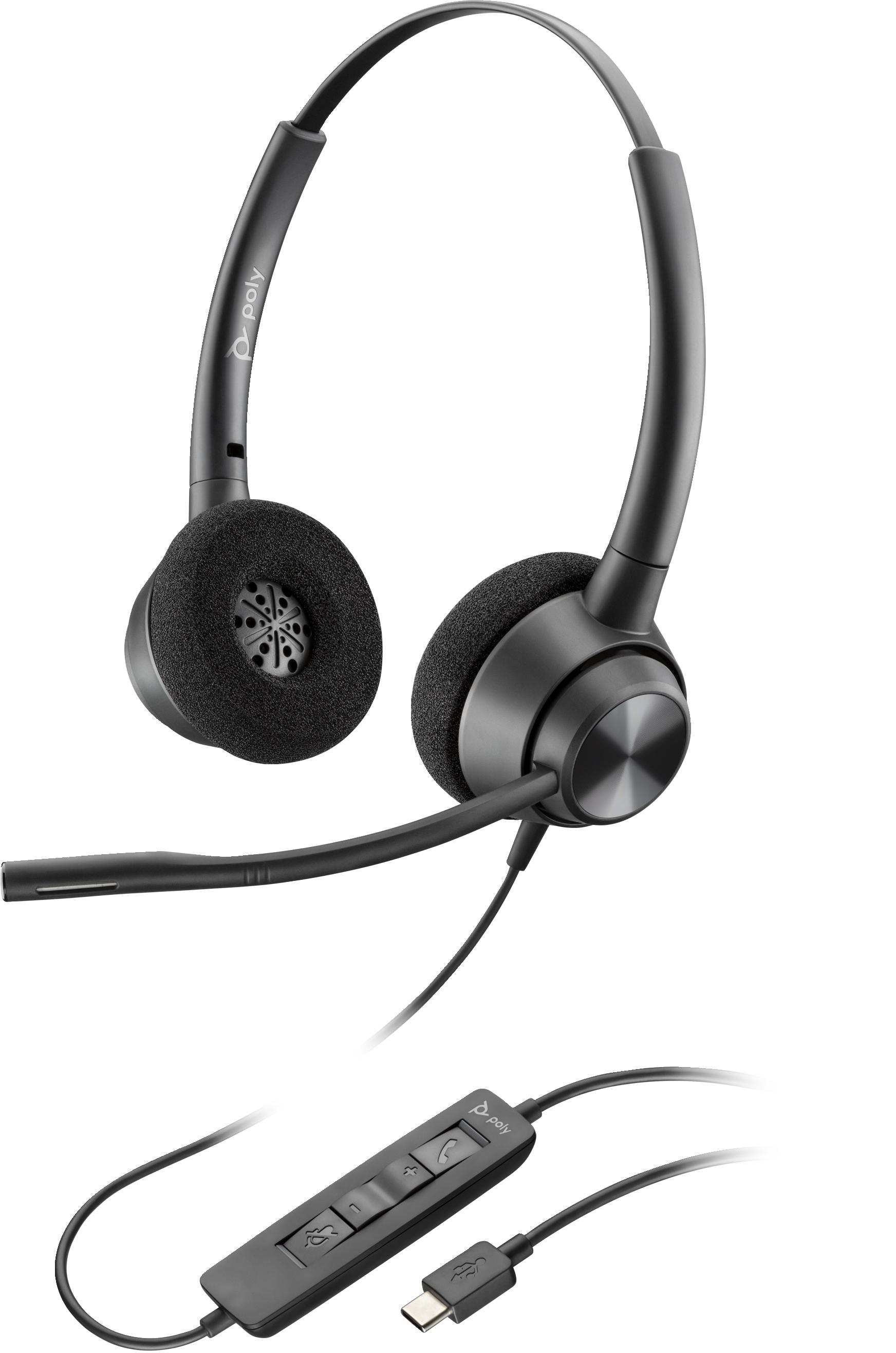 POLY Cuffie stereo EncorePro 320 USB-A TAA (EncorePro 320, EP320 USB-A, WW - ro 320, Headset, Head-band, - Office/Call center,