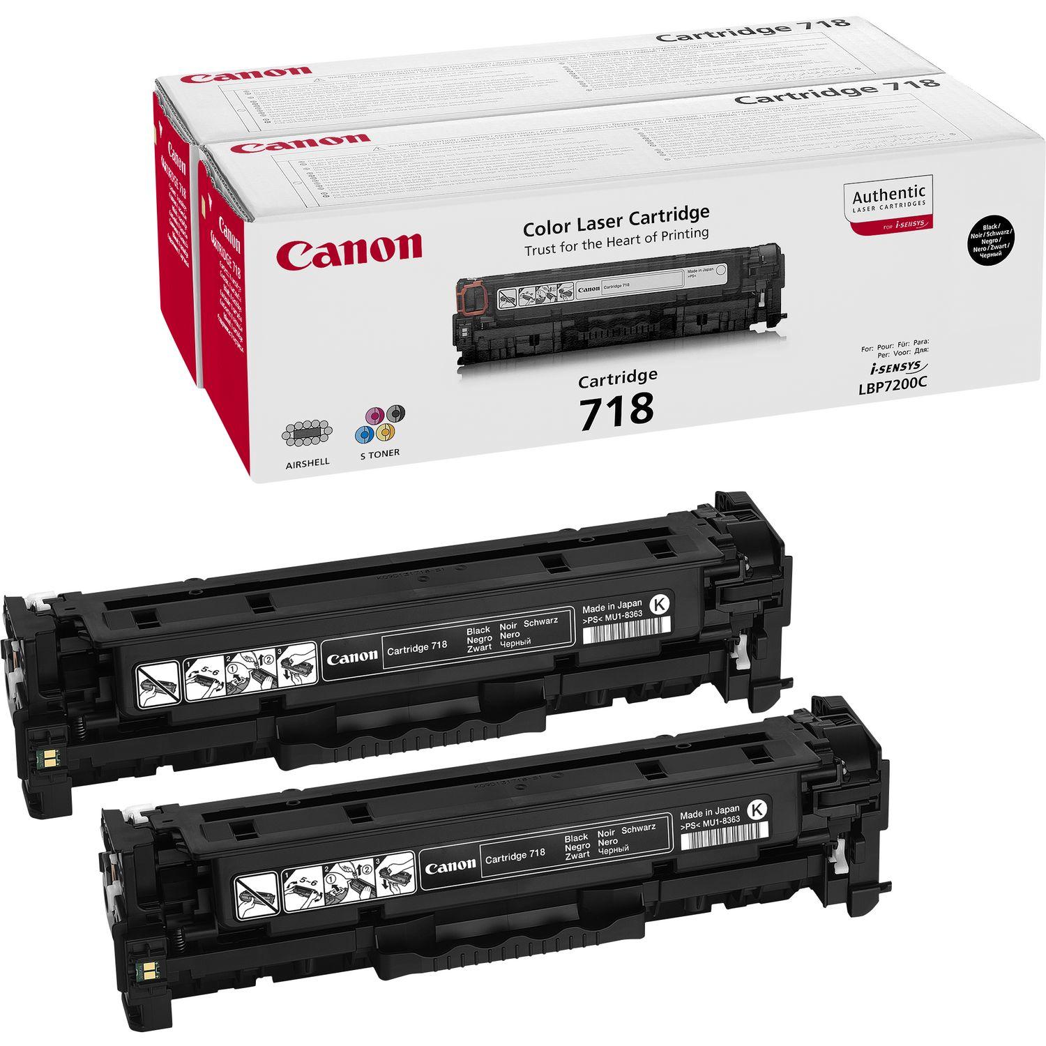 Canon CRG-718 Bk VP cartuccia toner 2 pz Originale Nero (Toner Black Twin Pack 718BK - Pages 3.400 - Warranty: 12M)