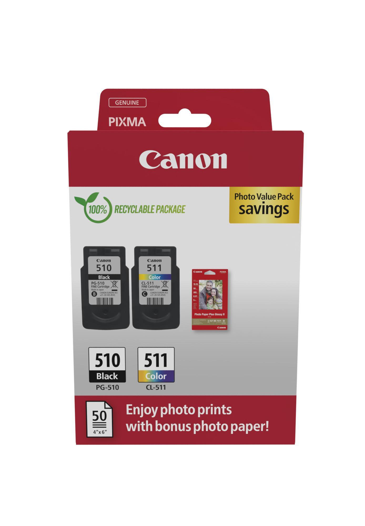 CANON CARTUCCIA INK PG-510/CL- 2970B017 511+CONF. FOGLI