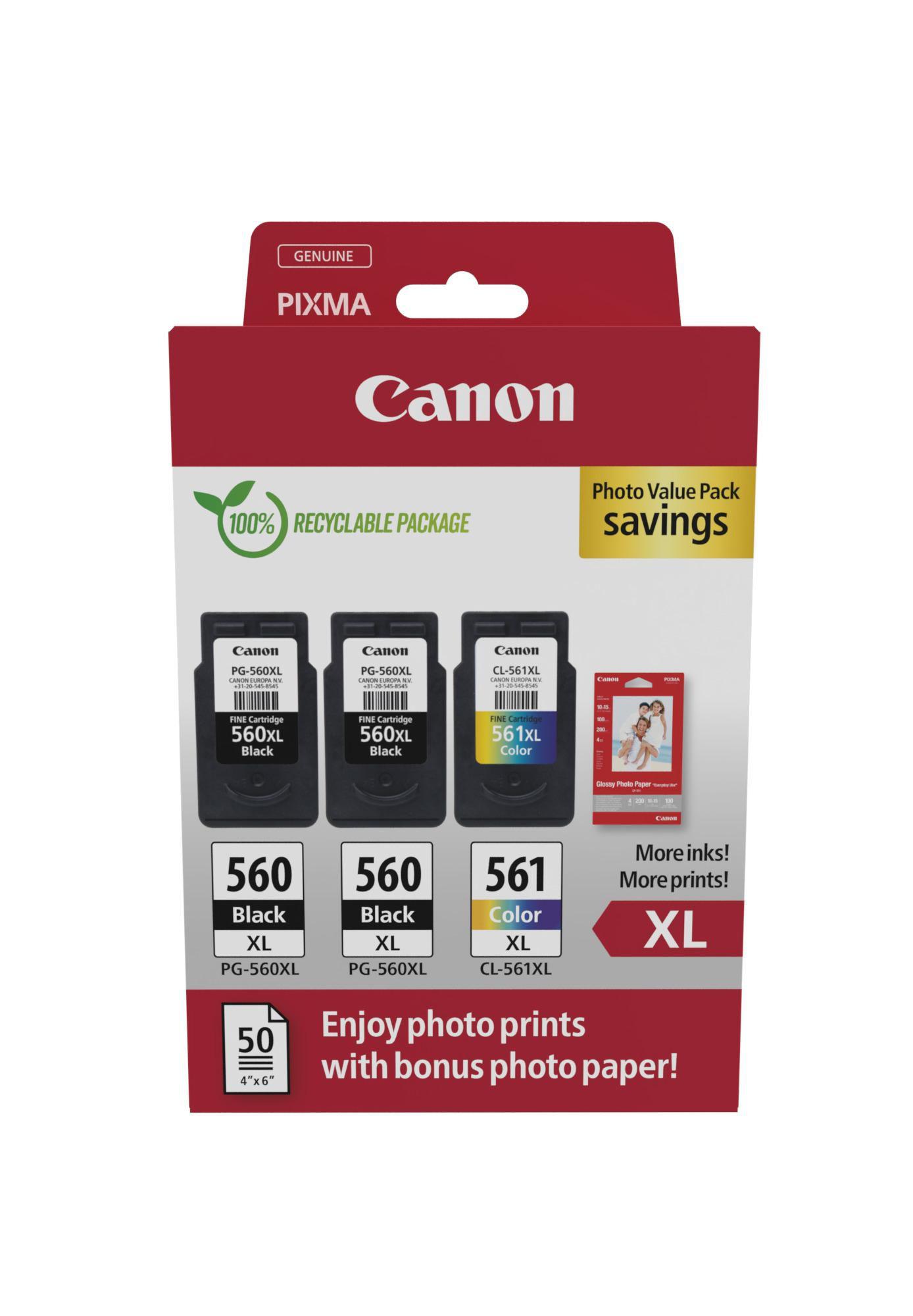 CANON CARTUCCIA INK PG-560XLX2 3712C012 /CL-561XL+CONF. FOGLI