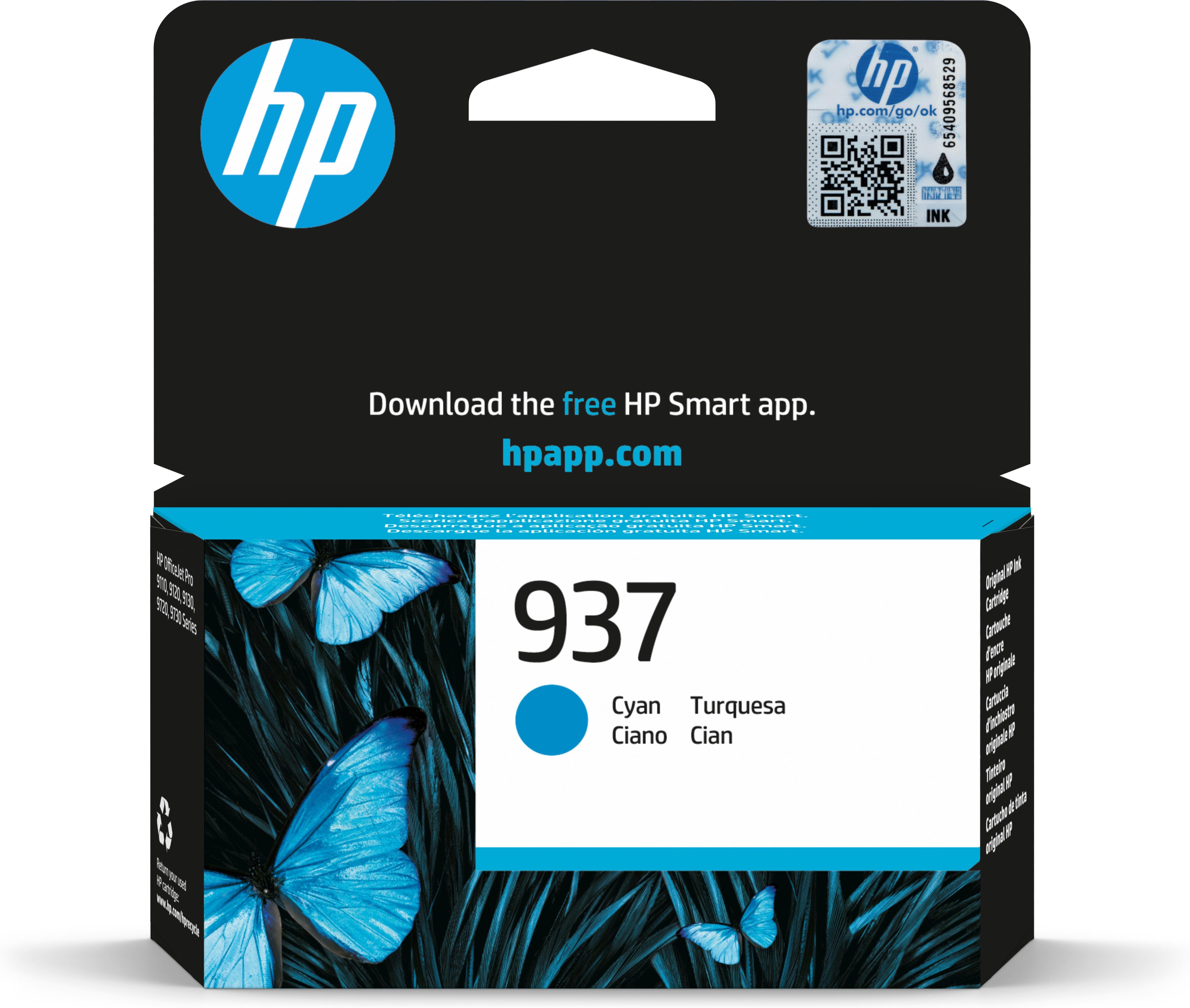 HP Cartuccia di inchiostro ciano originale 937 (Tinte HP 937 / 4S6W2NE Cyan)