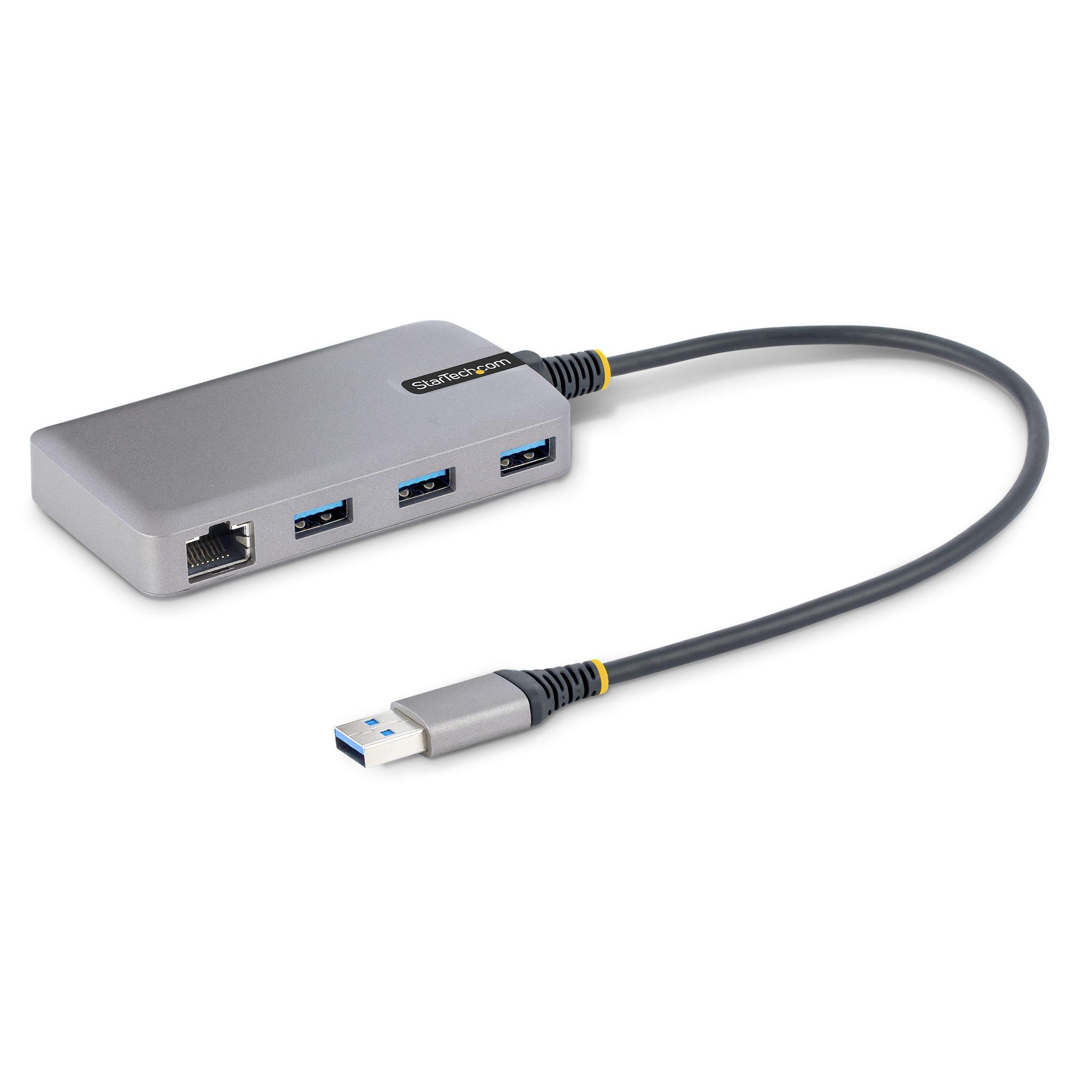 StarTech.com Hub USB a 3 porte con Ethernet - Hub USB 3.0 5Gbps alimentato via bus - Hub splitter USB-A a 3x USB-A portatile pe