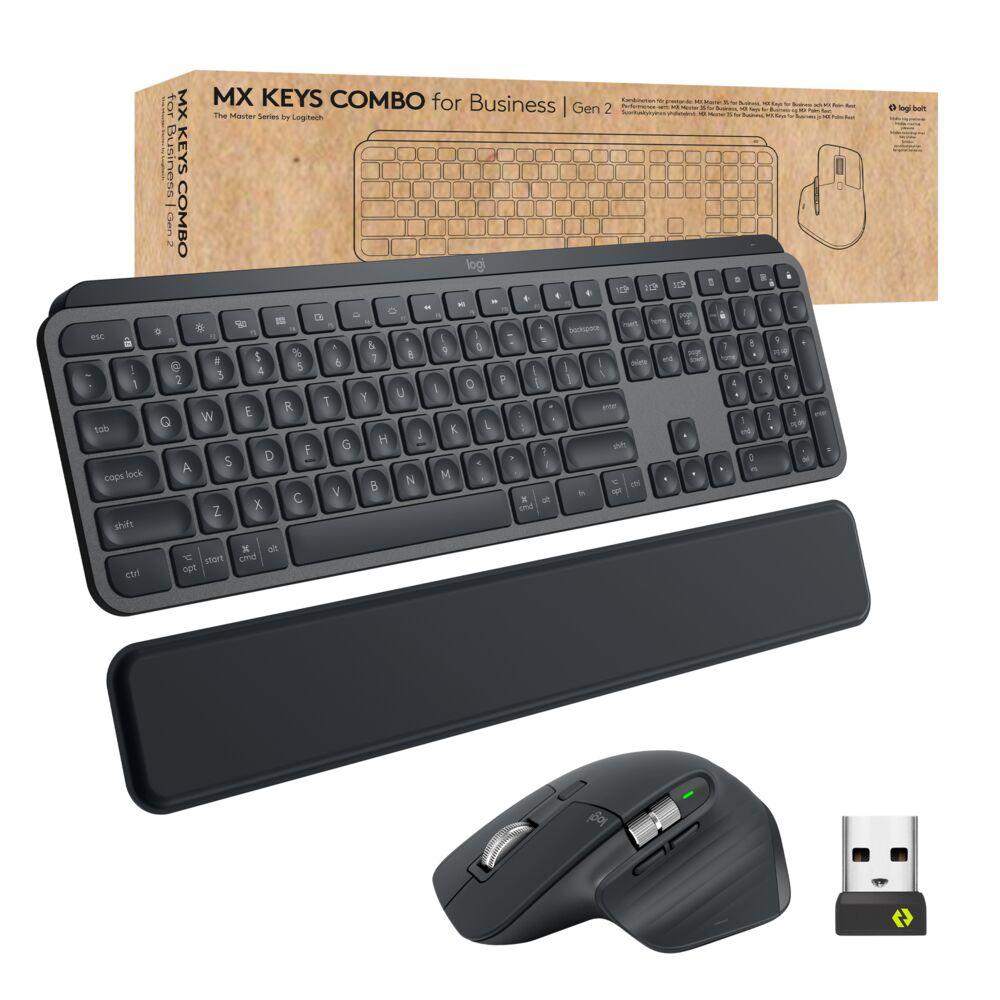 Logitech MX Keys combo for Business Gen 2 tastiera Mouse incluso RF senza fili + Bluetooth QWERTY Danese, Finlandese, Nordic, S