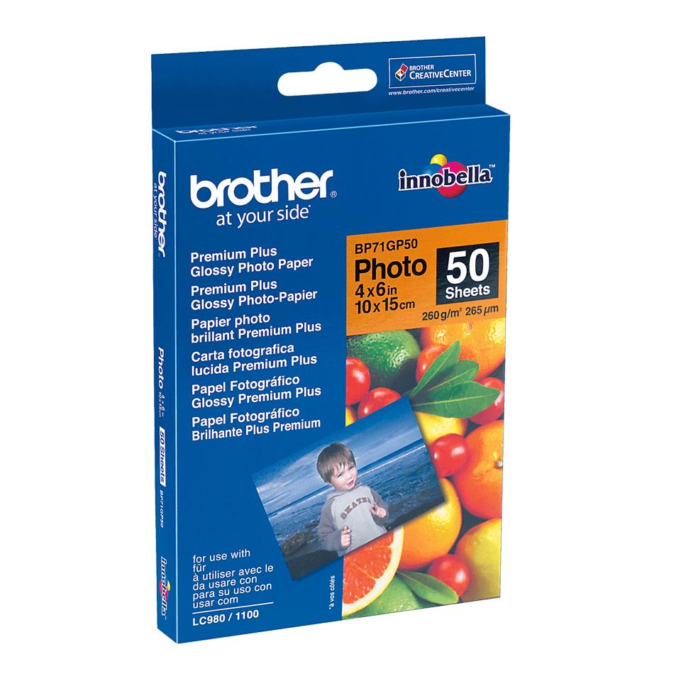 Brother BP-71GP50 carta fotografica Bianco (BROTHER BP71GP50 6 X 4 GLOSSY 50 SHEETS)