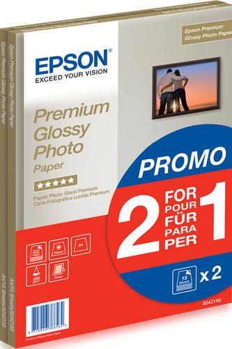 Epson Premium Glossy Photo Paper - A4 - 2x 15 Fogli (PREMIUM GLOSSY PHOTO A4 15 BOGOF)