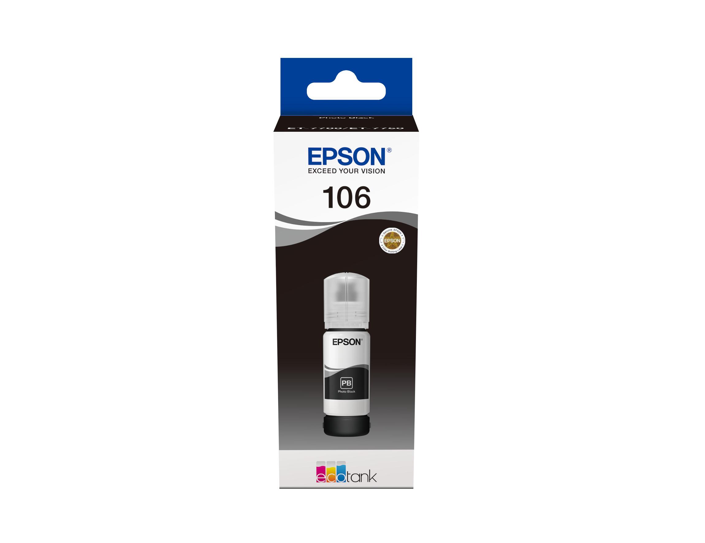 Epson 106 EcoTank Photo Black ink bottle (106 ECOTANK PHOTO BLACK - INK BOTTLE 1 X 70 ML)