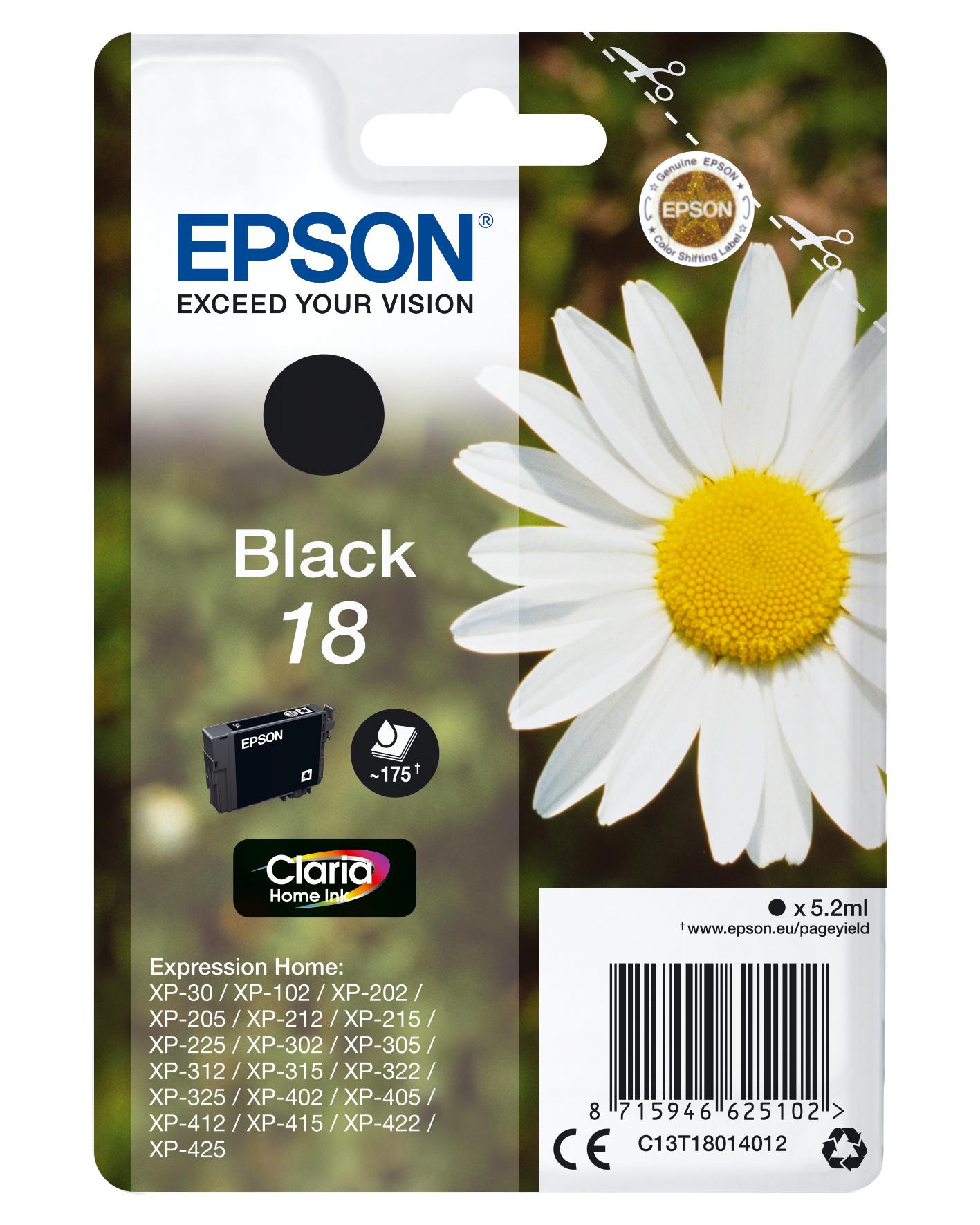 Epson Daisy Cartuccia Margherita Nero Inchiostri Claria Home 18 (HOME INK CLARIA BLACK 18 - INK)