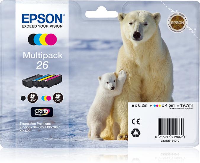 Multiplo inchiostro EPSON Serie 1x6,2 ml/3x4,5 ml Prem.,''26'', etichetta RFAM!!!