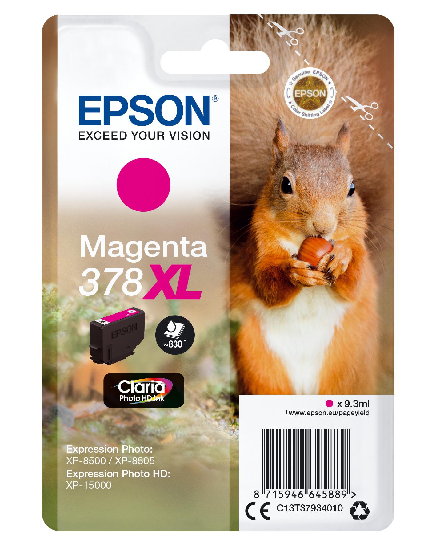 Epson Squirrel Singlepack Magenta 378XL Claria Photo HD Ink (EPSON 378XL MAGENTA PHOTO HD INK CARTRIDGE SQUIRREL)