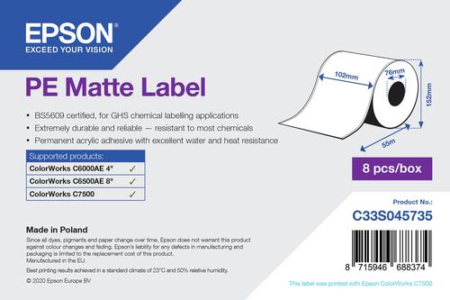 PE Matte Label-Continuous Roll-102mm x 55m (1PZ)