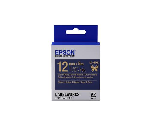 Epson Nastro satinato per etichettatrici LK-4HKK oro/blu 12 mm [5 m] (EPSON LK-4HKK SATIN RIBBON NAVY/GOLD 12MM [5M])