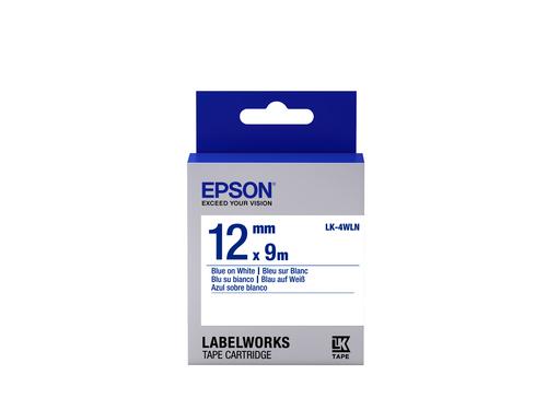 Epson Nastro fondo Standard bianco per testo Blu 12/9 LK-4WLN