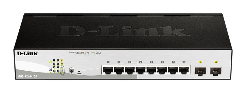 D-Link DGS-1210-10P switch di rete Gestito L2 Gigabit Ethernet [10/100/1000] Supporto Power over Ethernet [PoE] 1U Nero (10-por