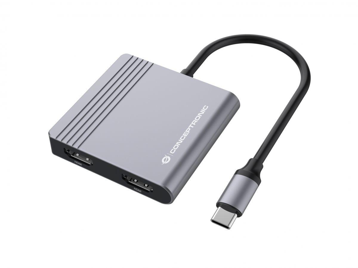 Conceptronic DONN13G replicatore di porte e docking station per laptop Cablato USB 3.2 Gen 1 (3.1 Gen 1) Type-C Grigio