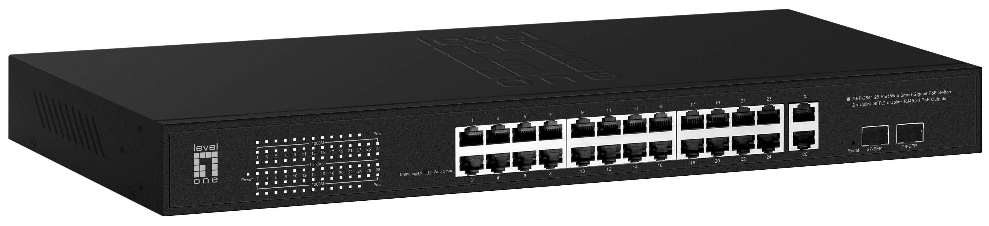 LevelOne GEP-2841 switch di rete Gestito L2 Gigabit Ethernet (10/100/1000) Supporto Power over Ethernet (PoE) 1U Nero