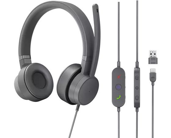 Lenovo GXD1C99243 cuffia e auricolare Cablato A Padiglione Musica e Chiamate USB tipo-C Grigio