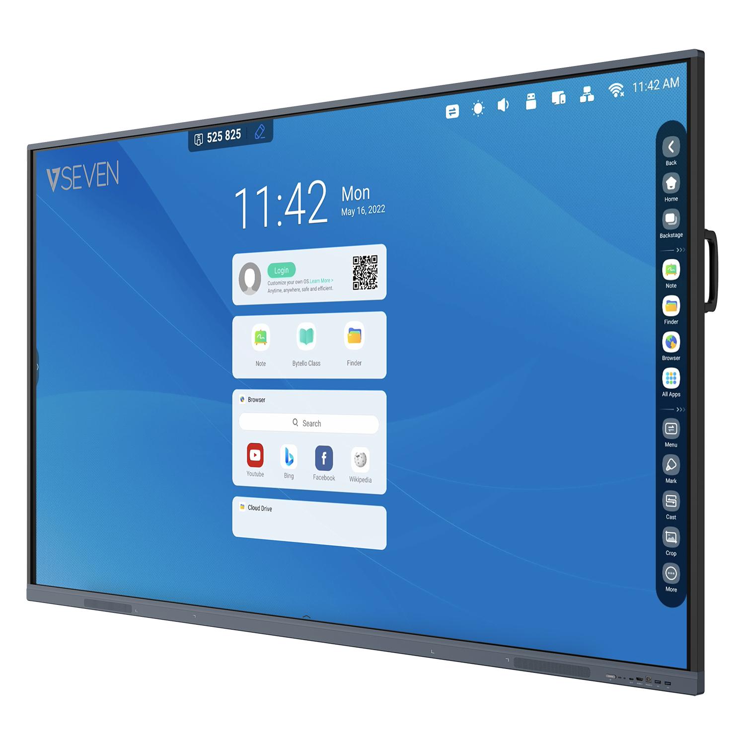 V7 Monitor Interattivi : monitor 4K da 86â€, Android 11, 8 GB/64 GB con l'uscita HDMI, Wi-Fi e montaggio a rete