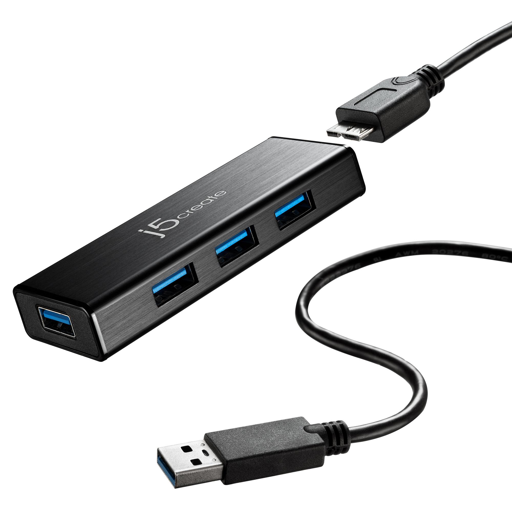 j5create JUH340-N Mini HUB USB 3.0 a 4 porte - UE/UK (USB 3.0 4-PORT MINI HUB - EU/UK - )