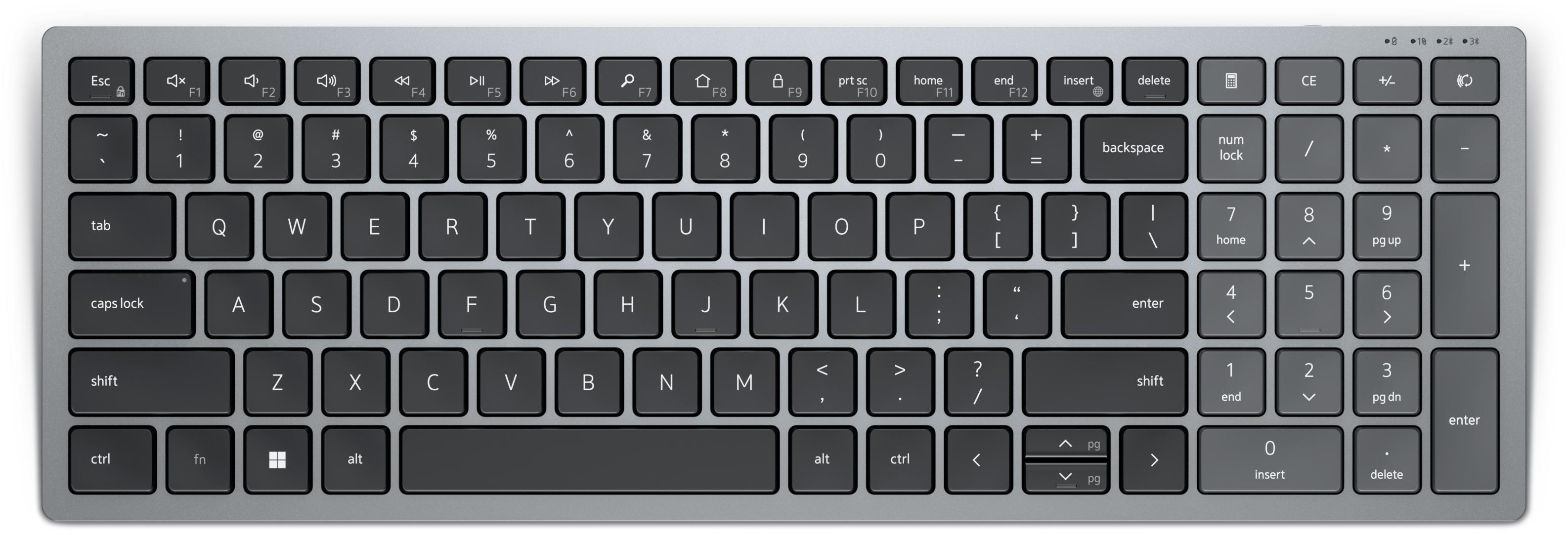 DELL KB740 tastiera RF senza fili + Bluetooth QWERTY US International Grigio, Nero