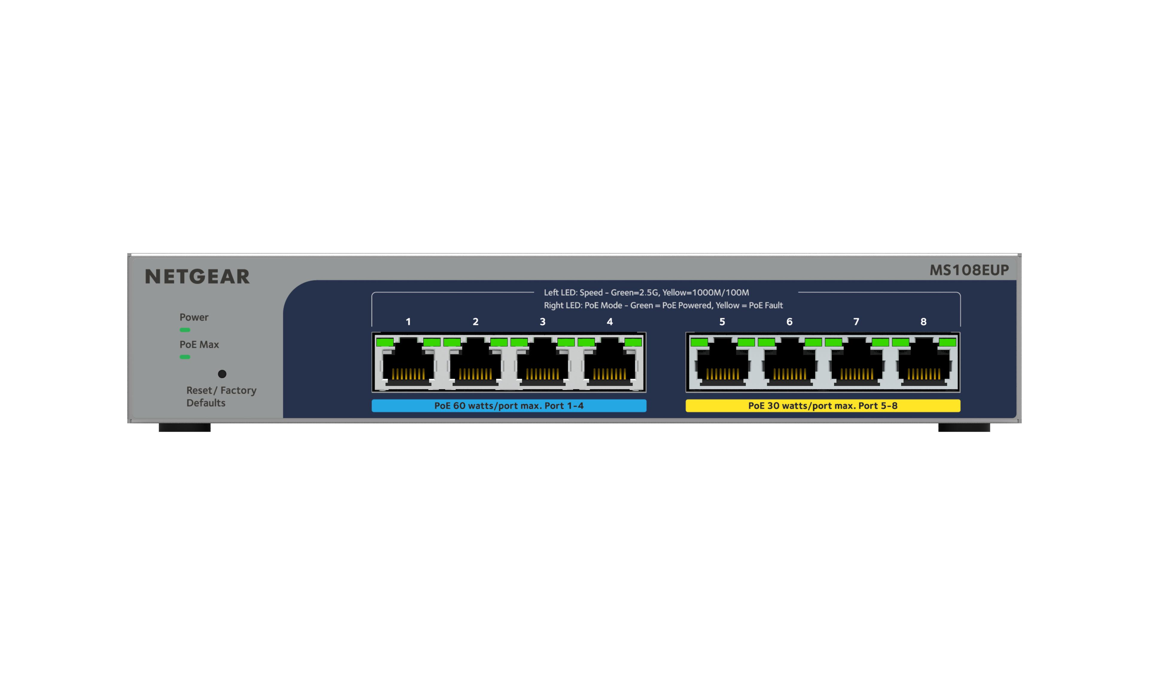 NETGEAR 8-port Ultra60 PoE++ Multi-Gigabit (2.5G) Ethernet Plus Switch Gestito L2/L3 2.5G Ethernet (100/1000/2500) Supporto Pow