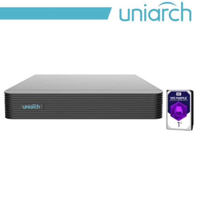 NVR Uniarch 4 Canali 8 Megapixel, 4 Porte PoE,1 HardDisk 1TB