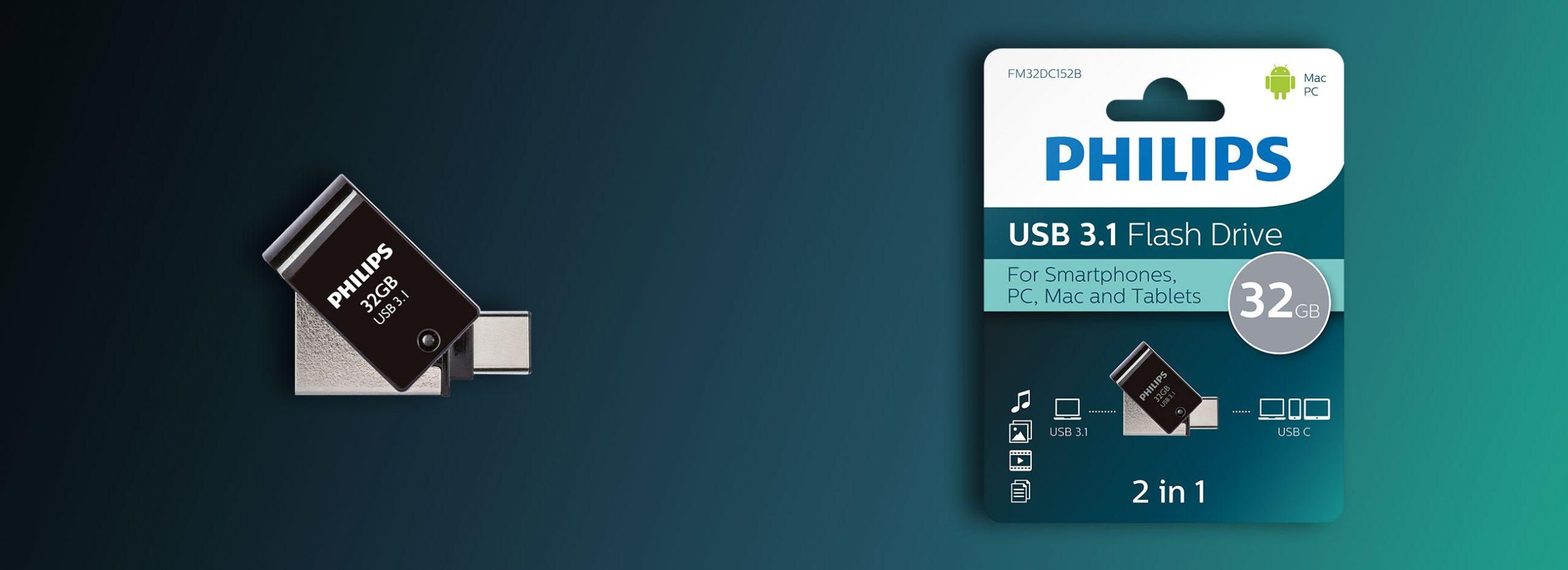 Philips FM32DC152B/00 unità flash USB 32 GB USB tipo-C 3.2 Gen 1 (3.1 Gen 1) Nero