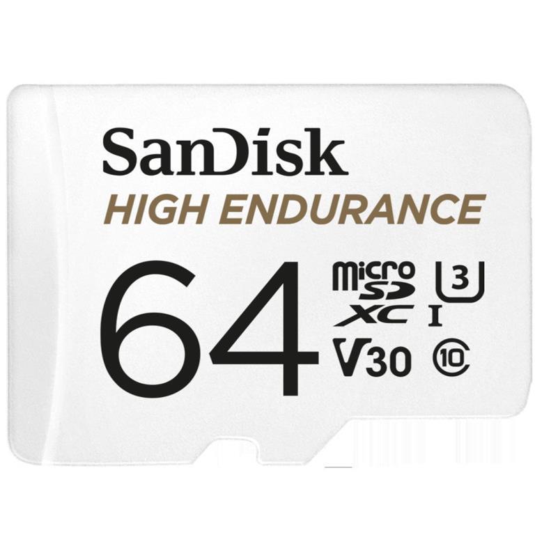 Sandisk High Endurance - Scheda microSDXC - 64GB - Fino a 100/40MBps - C10 U3 V30 - Adattatore SD