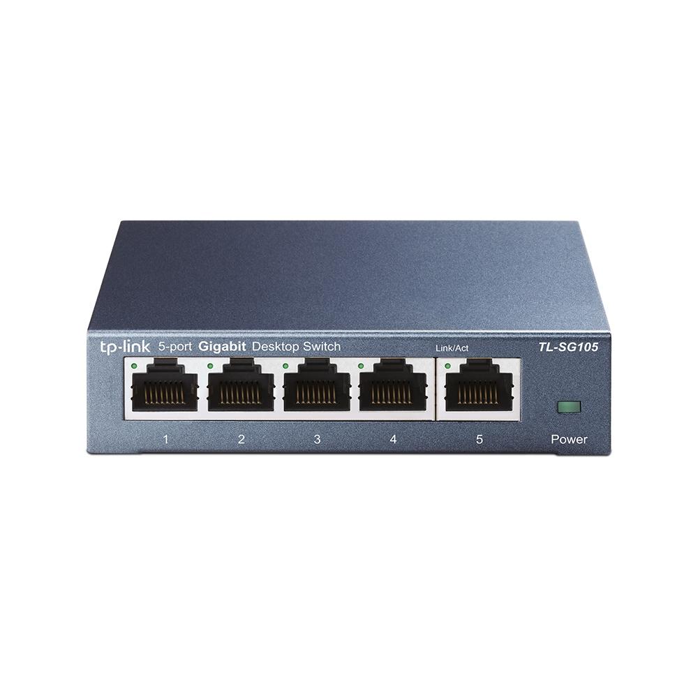 TP-Link - TL-SG105 - 5-port Desktop Gigabit Switch, 5 10/100/1000M RJ45 ports, steel case