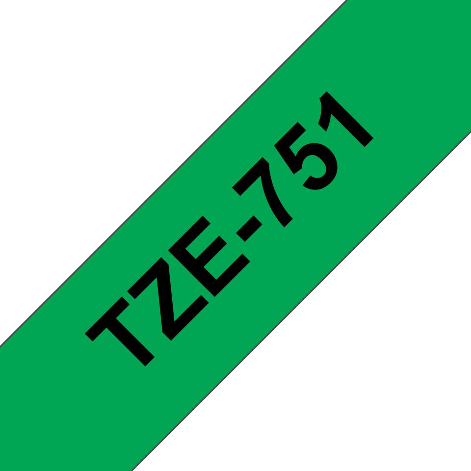 Brother TZE-751 nastro per etichettatrice Nero su verde (TZE-751 LAMINATED TAPE 24MM 8M - BLACK ON GREEN)