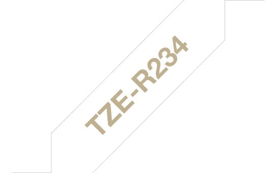 Brother TZE-R234 nastro per etichettatrice Oro su bianco