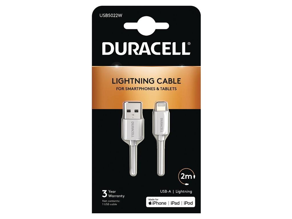 Duracell USB5022W cavo Lightning 2 m Bianco (Duracell USB-A to Lightning 2m Cable)