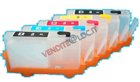 KIT 5 CARTUCCE RICARICABILI SENZA INCHIOSTRO - MINI CISS PER SERIE HP 364